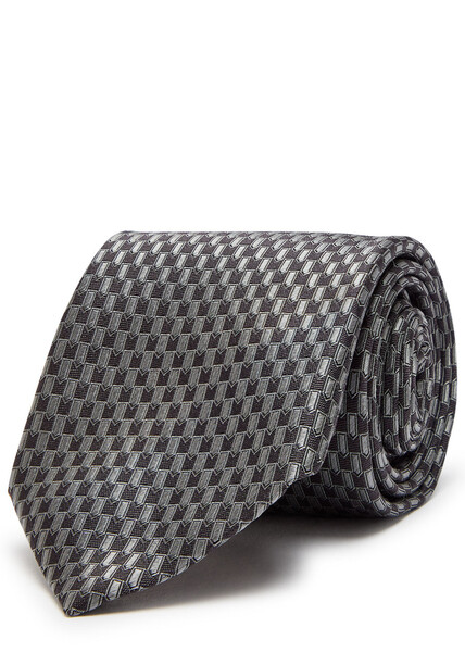  Canali Patterned Silk-jacquard Tie - Brown - One Size 