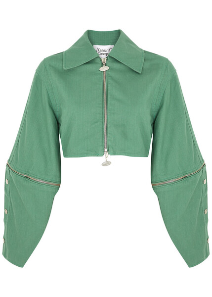  Cannari Concept Cropped Cotton-twill Jacket - Green - 10 