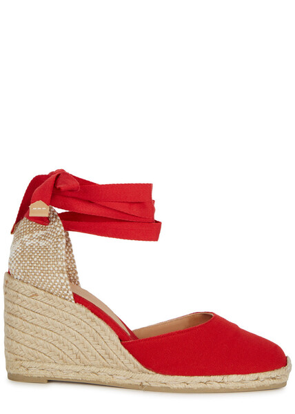  Castañer Carina 80 Canvas Wedge Espadrilles - Red - 6 