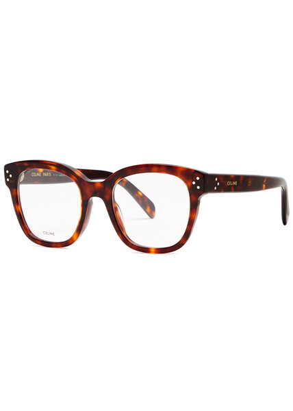  Celine - Square-frame Optical Glasses, Glasses, Brown, Can Be Fitted With Prescription Lenses, Designer-engraved Arm - Havana 