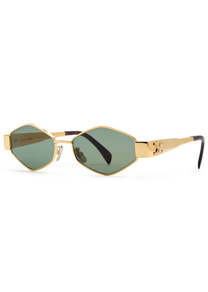  Celine Triomphe Hexagonal-frame Sunglasses - Gold - One Size 