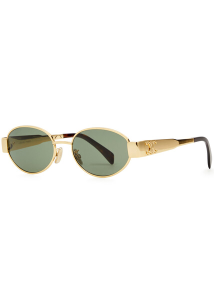  Celine Triomphe Round-frame Sunglasses - Gold 