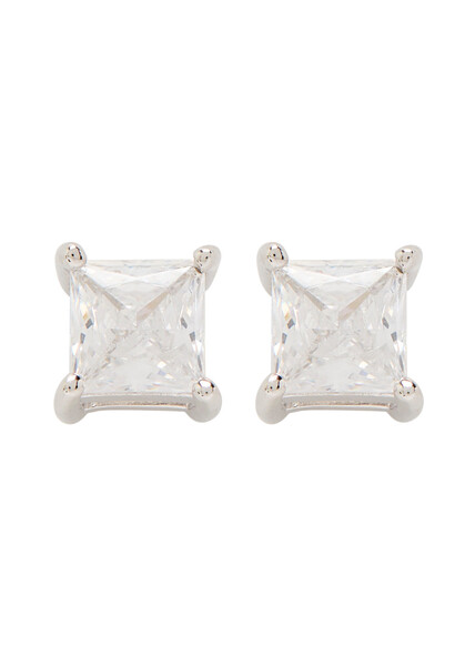  Cernucci Iced Micro Square Sterling Silver Stud Earrings - One Size 