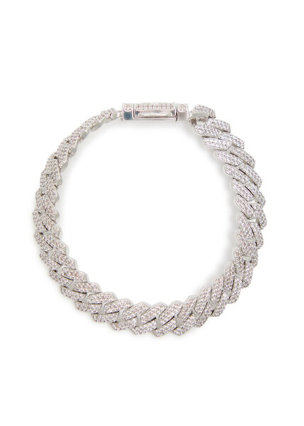  Cernucci Iced Prong Cuban Bracelet - Silver - One Size 