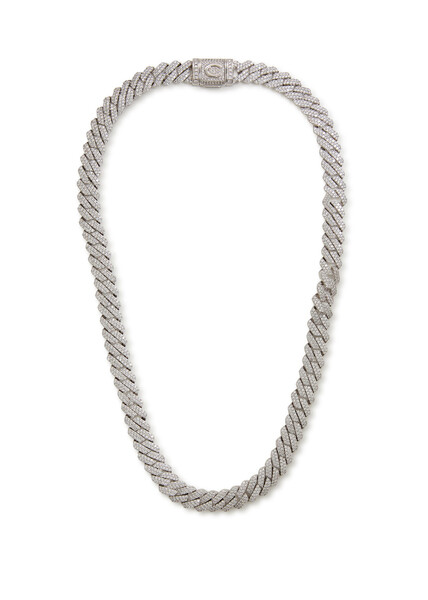  Cernucci Iced Prong Cuban Necklace - Silver - One Size 