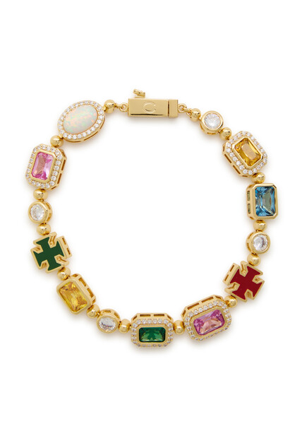  Cernucci Multi Gemstone Motif Bracelet - Gold - One Size 