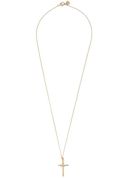  Chained & Able Mini Crucifix Gold-tone Chain Necklace 