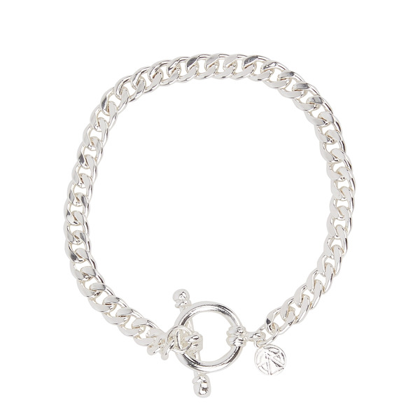  Chained & Able Mini Curb Silver-tone Bracelet, Bracelet, T-bar 
