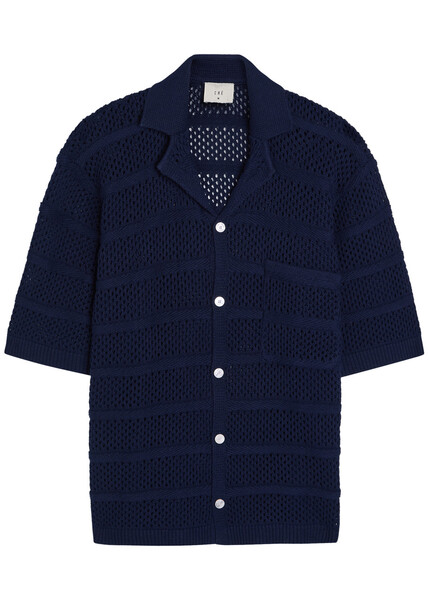 Che Desiderio Open-knit Cotton Shirt - Navy - M 