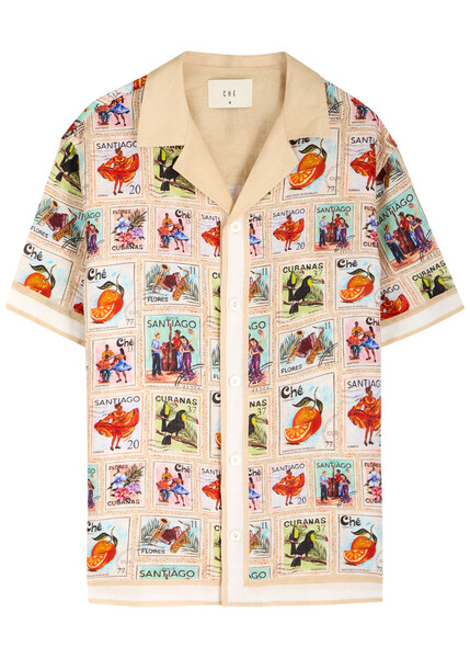  Che Estampillas Printed Linen Shirt - Multicoloured - L 