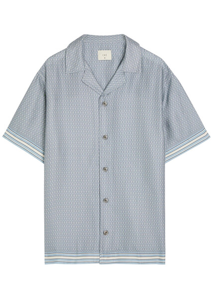  Che Lucena Printed Satin-twill Shirt - Light Blue - S 