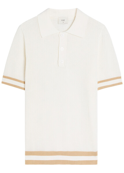 Che Quinn Open-knit Polo Shirt - White - Xl 