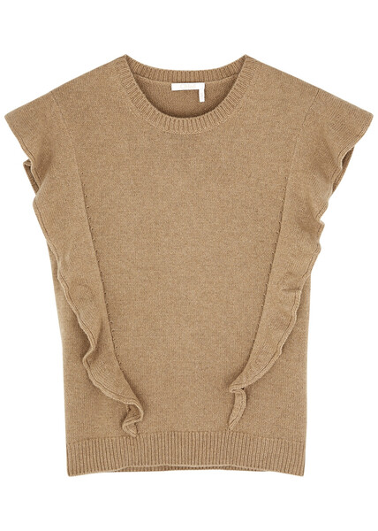  Chloe Brown Sleeveless Cashmere Jumper - Xs 