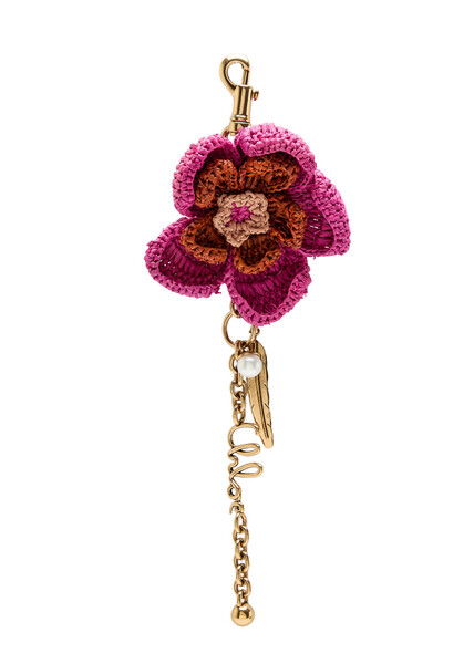  Chloe Floral Raffia And Metal Key Chain - Violet - One Size 