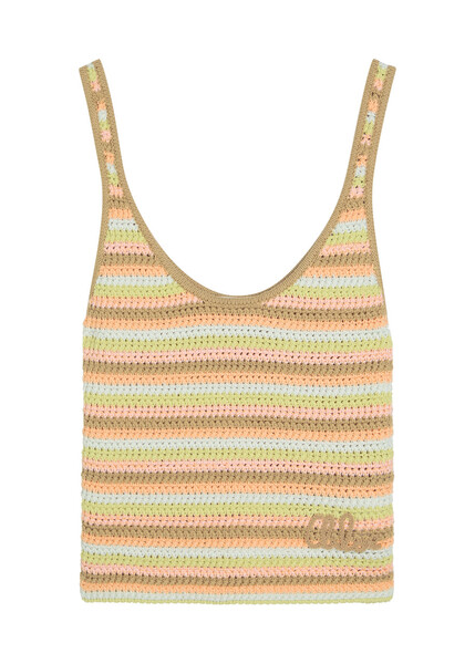  Chloe Logo-embroidered Striped Knit Tank - Green - S (uk8-10 / S) 