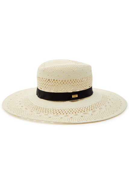  Chloe Panama Open-weave Straw Hat - White - M 