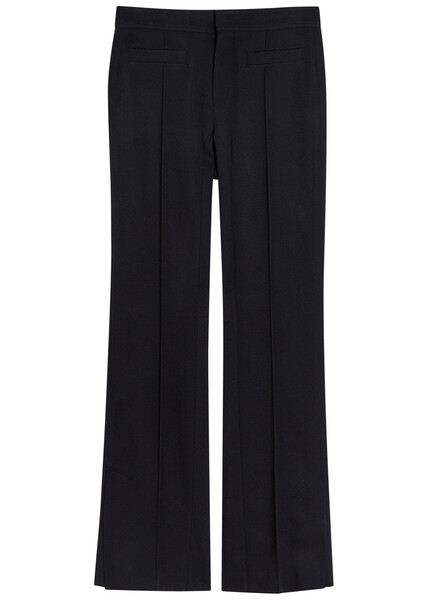  Chloe Pintuck Flared-leg Wool Trousers - Navy - 42 (uk14 / L) 