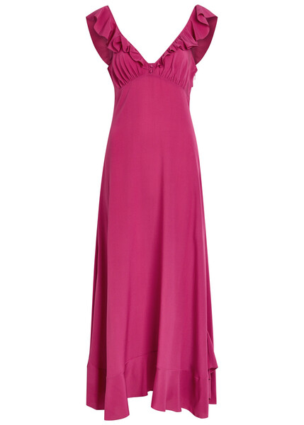  Chloe Ruffled Silk Midi Dress - Red - 36 (uk8 / S) 