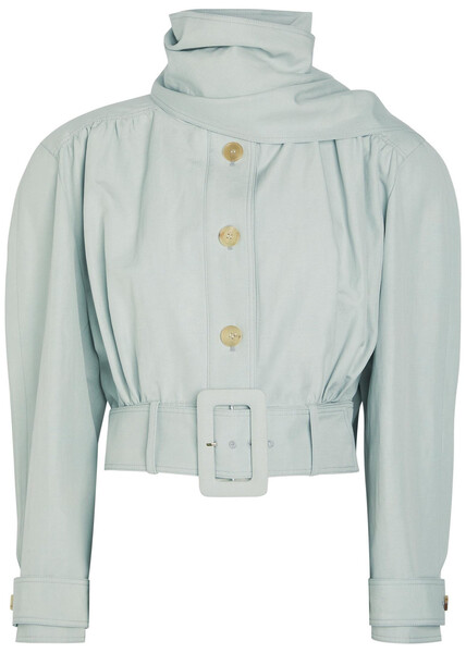  Chloe Scarf-effect Linen And Cotton-blend Jacket - Grey - 36 (uk8 / S) 