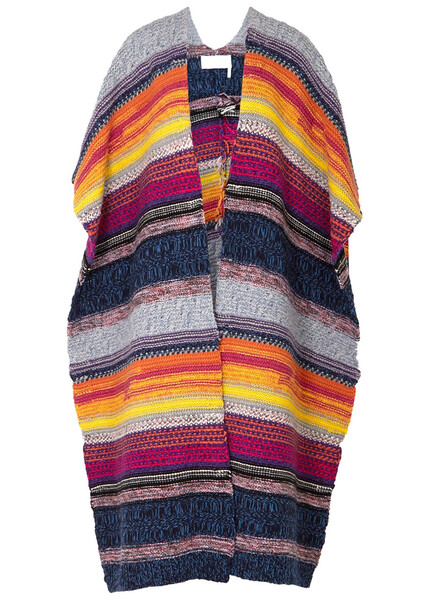  Chloe Striped Cashmere And Wool-blend Cape - Multicoloured - M 