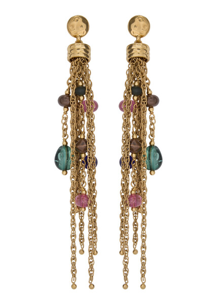  Chloe The Pompoms Tassel Drop Earrings - Gold - One Size 