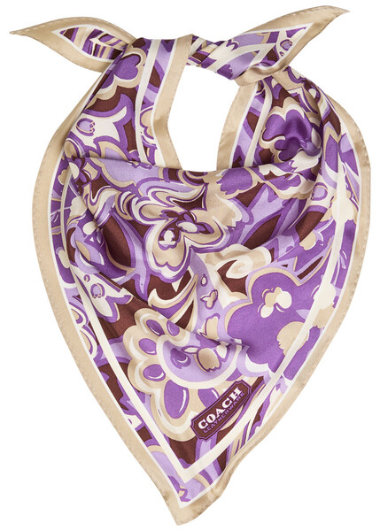  Coach Andrea Patterned Silk Triangle Scarf - Purple - One Size 