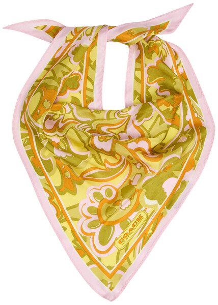  Coach Andrea Patterned Silk Triangle Scarf - Yellow - One Size 