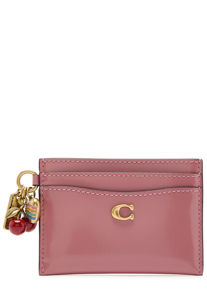  Coach Charm Spazzolato Leather Card Holder - Pink - One Size 