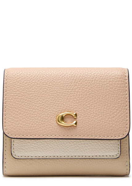  Coach Colour-block Pebbled Leather Wallet - Cream - One Size 