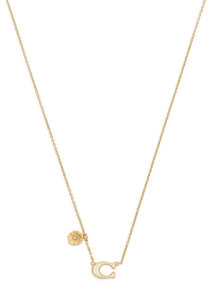  Coach Enamel C Necklace - Gold - One Size 