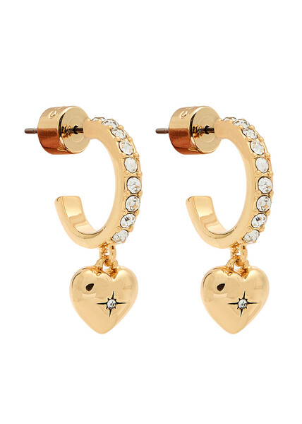  Coach Heart Crystal-embellished Hoop Earrings - Gold - One Size 