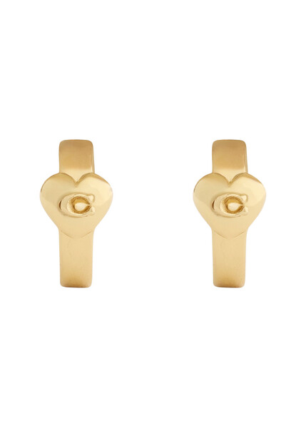  Coach Heart Logo Hoop Earrings - Gold - One Size 