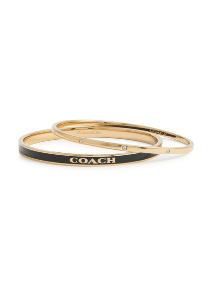 Coach Logo Enamelled Bangle - Set Of Two - Black - One Size 