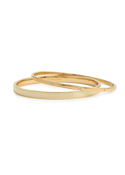  Coach Logo Enamelled Bangle - Set Of Two - Cream - One Size 