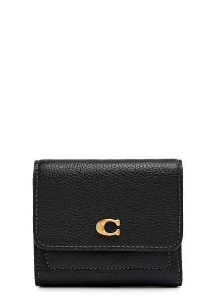  Coach Logo Grained Leather Wallet - Black - One Size 