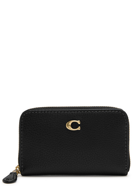  Coach Logo Grained Leather Wallet - Black - One Size 