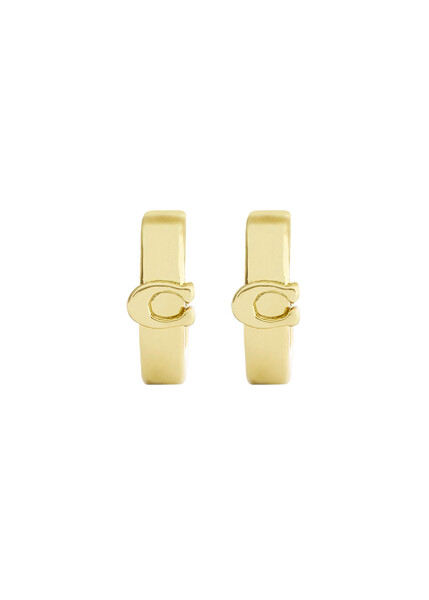  Coach Logo Hoop Earrings - Gold - One Size 