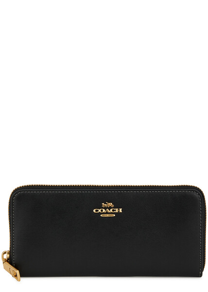  Coach Logo Leather Wallet - Black - One Size 