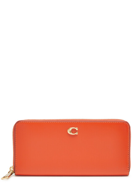  Coach Logo Leather Wallet - Orange - One Size 