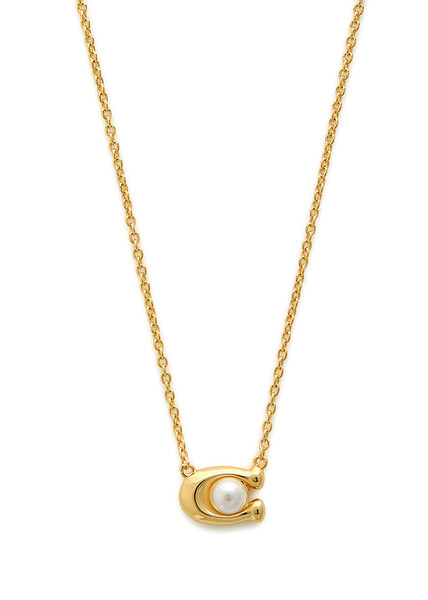  Coach Logo Necklace - Pearl - One Size 