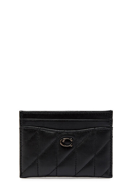  Coach Pillow Quilted Leather Card Holder - Black - One Size 