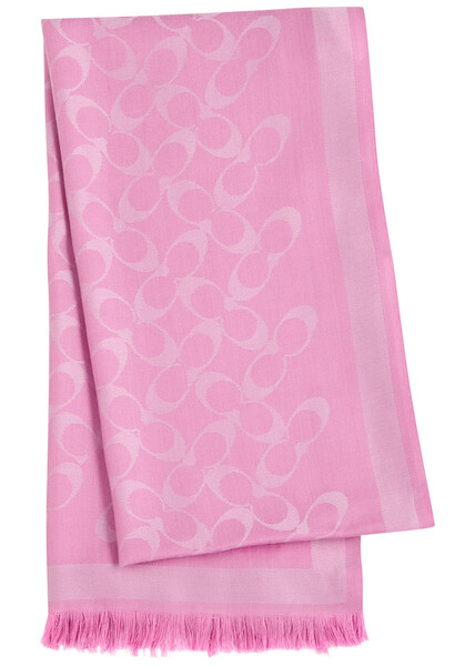  Coach Signature C Logo-jacquard Scarf - Fuchsia - One Size 
