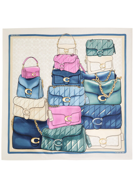  Coach Tabby Silk Scarf - Blue - One Size 