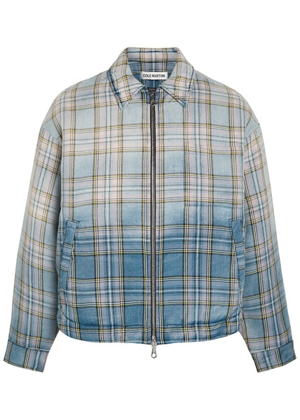  Cole Buxton Checked Cotton Jacket - Blue - M 