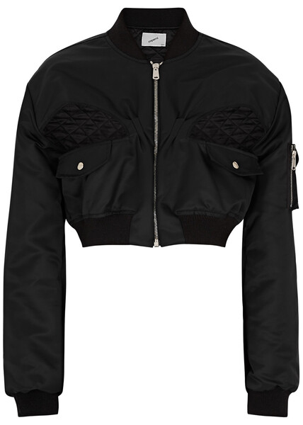  Coperni Cut-out Cropped Shell Bomber Jacket - Black - 10 