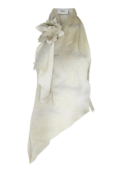  Coperni Floral-appliquéd Printed Satin Top - Ivory - 8 