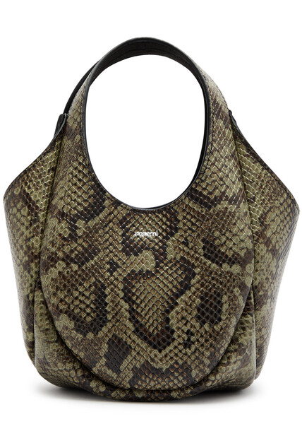  Coperni Swipe Mini Python-effect Leather Bucket Bag - Green - One Size 