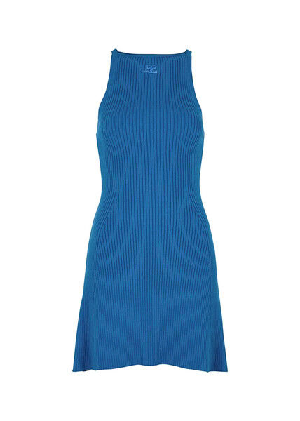  Courrèges Blue Ribbed-knit Mini Dress - 4 