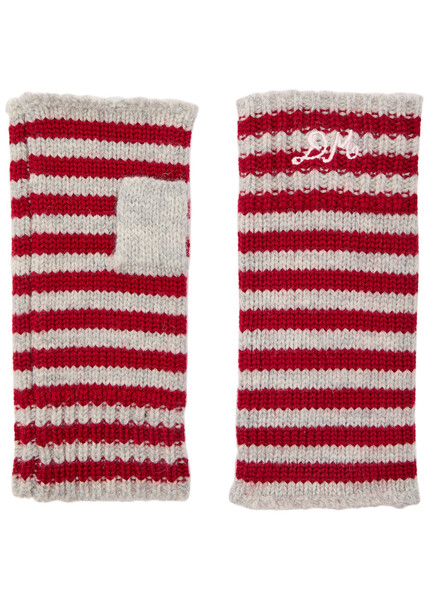  Damson Madder Striped Wool Fingerless Mittens - Multicoloured - One Size 