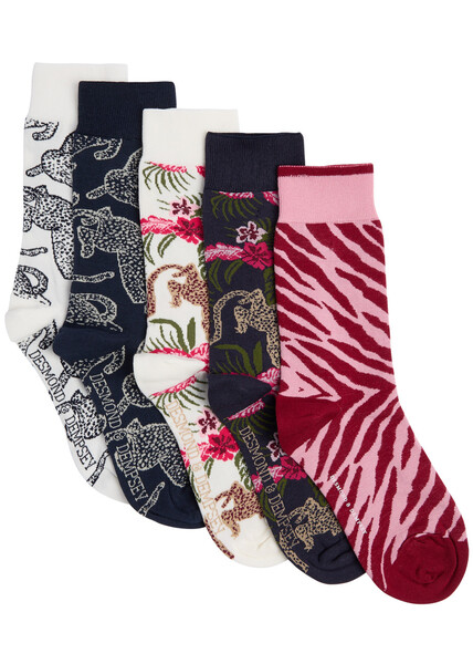  Desmond & Dempsey Patterned Cotton-blend Socks - Set Of Five - Multicoloured - 37-39 (it37 - 39 / Uk4 - 6) 